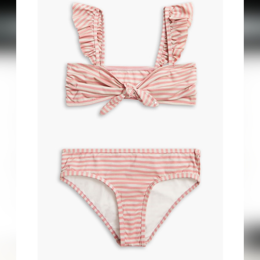 ZIMMERMANN Kids Bayou Ruffled Striped Bikini